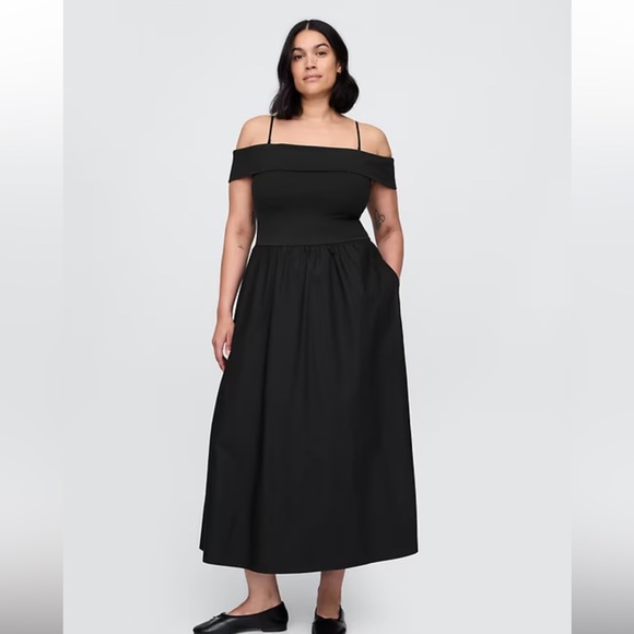 Gap Mixed Media Off-Shoulder Midi Dress - Picture 5 of 10